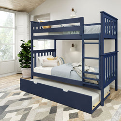 Classic Twin over Twin Bunk Bed + Trundle Bunk Beds Plank+Beam Blue 