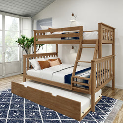 Classic Twin over Full Bunk Bed + Trundle Bunk Beds Plank+Beam Pecan 