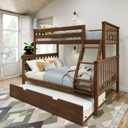 Classic Twin over Full Bunk Bed + Trundle Bunk Beds Plank+Beam Walnut 