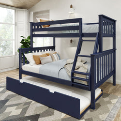 Classic Twin over Full Bunk Bed + Trundle Bunk Beds Plank+Beam Blue 