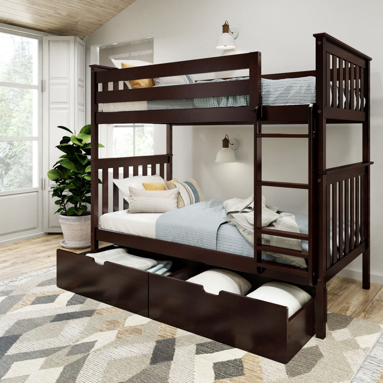 Classic Twin over Twin Bunk Bed + Underbed Storage Bunk Beds Plank+Beam Espresso 