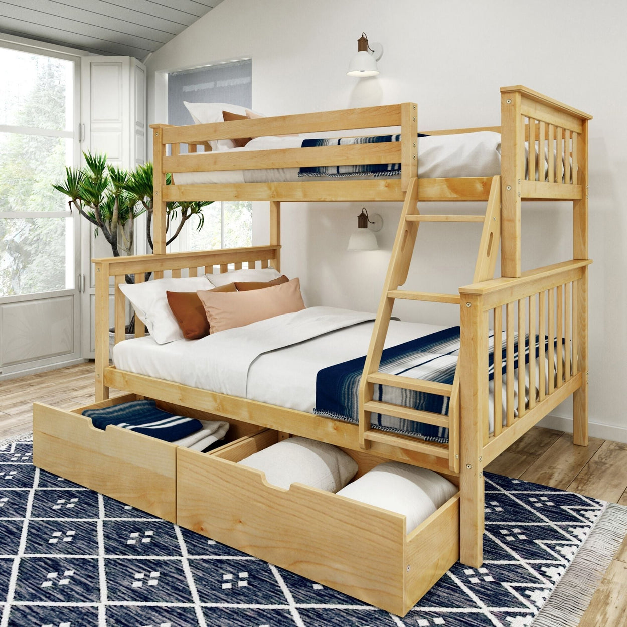 Classic Twin over Full Bunk Bed + Underbed Storage Bunk Beds Plank+Beam Natural 