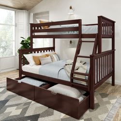 Classic Twin over Full Bunk Bed + Underbed Storage Bunk Beds Plank+Beam Espresso 
