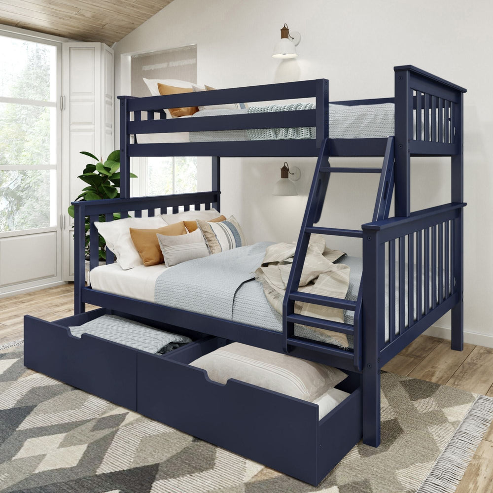 Classic Twin over Full Bunk Bed + Underbed Storage Bunk Beds Plank+Beam Blue 