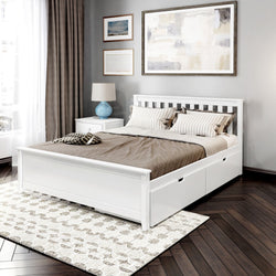 Classic Queen Bed + Underbed Storage Single Beds Plank+Beam White 