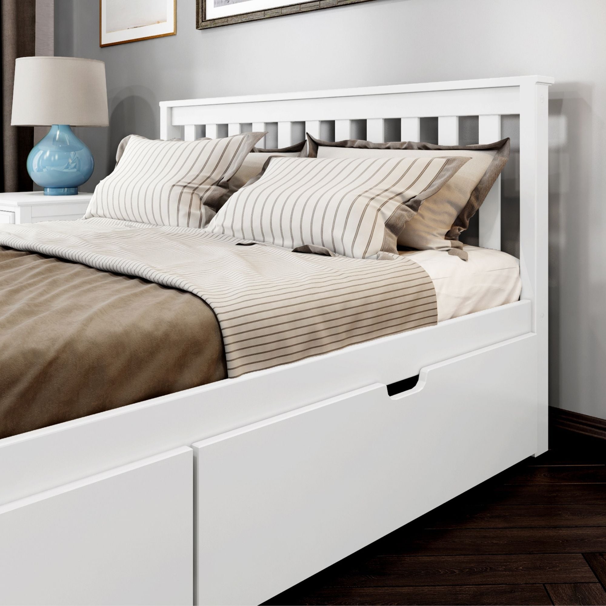 Queen bed deals with drawers under