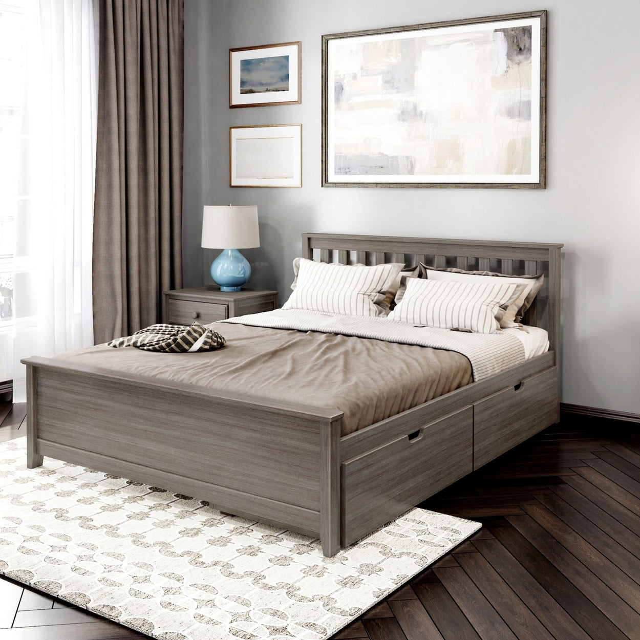 Classic Queen Bed + Underbed Storage Single Beds Plank+Beam Clay 
