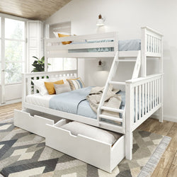 Classic Twin XL over Queen Bunk Bed with Storage Drawers Bunk Beds Plank+Beam White 