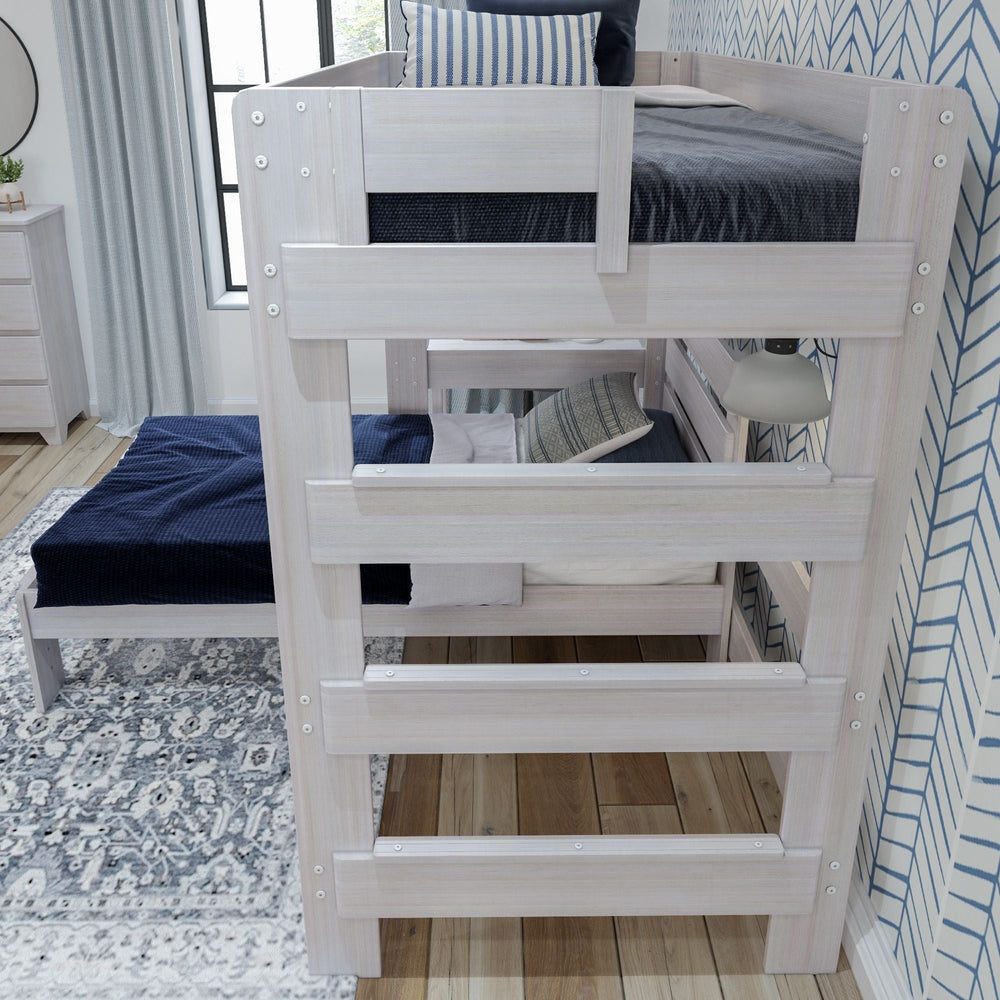 Rustic Twin over Twin L-Shaped Bunk Bed + Desk Bunk Beds Plank+Beam 