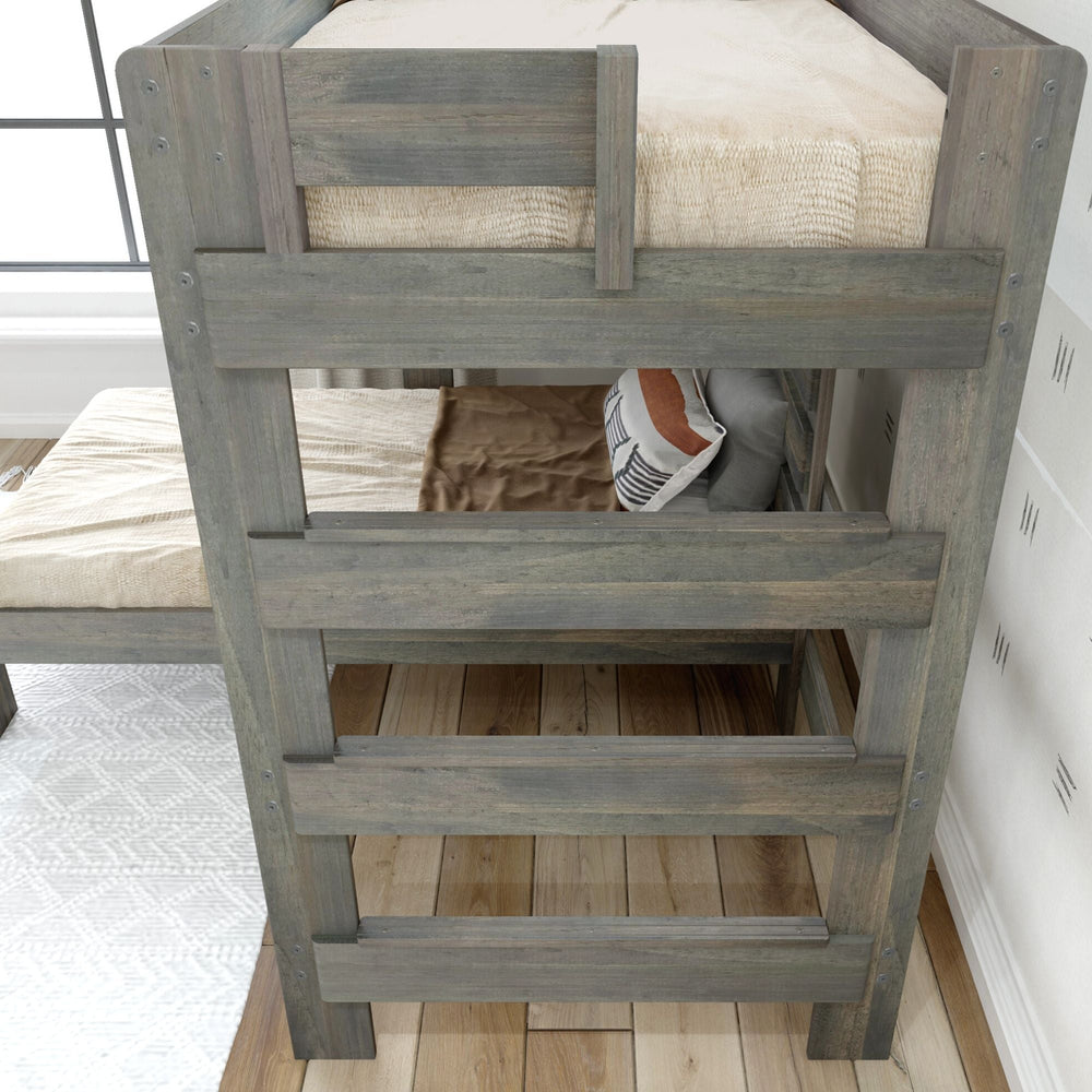 Rustic Twin over Twin L-Shaped Bunk Bed + Desk Bunk Beds Plank+Beam 