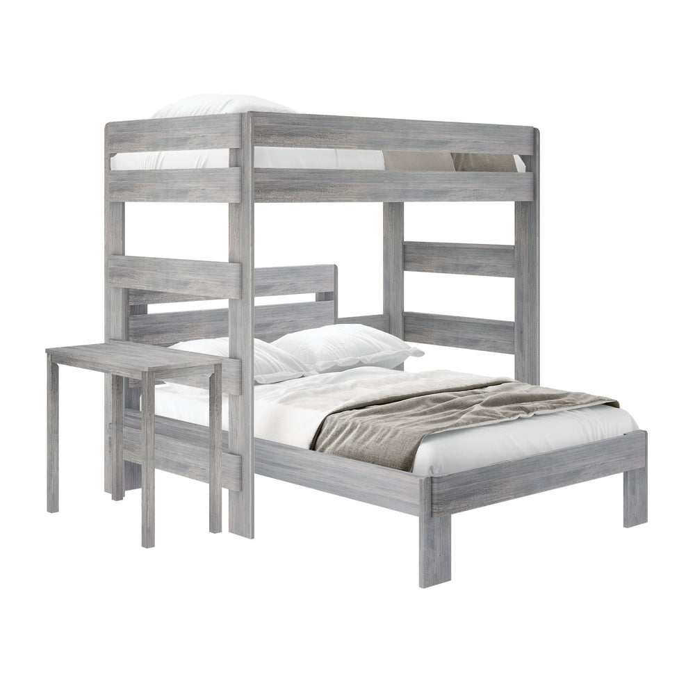 Rustic Twin over Full L-Shaped Bunk Bed + Desk Bunk Beds Plank+Beam 