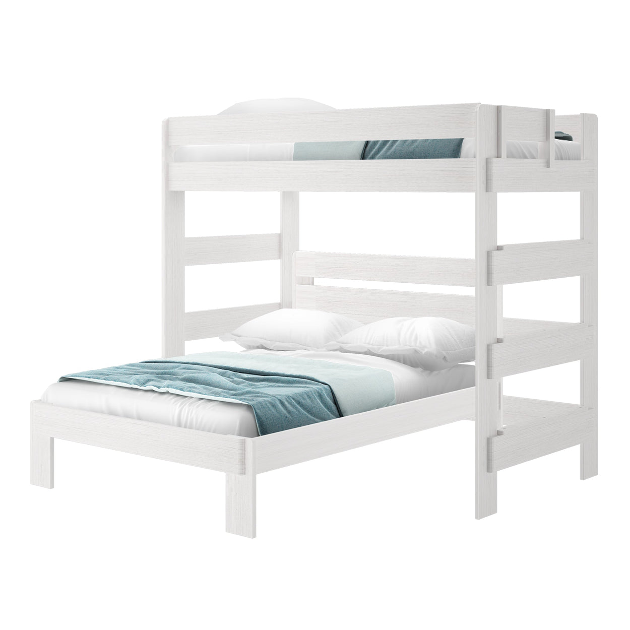 Rustic Twin over Full L-Shaped Bunk Bed Bunk Beds Plank+Beam White Wash 