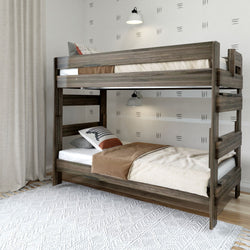 Rustic Twin over Twin Bunk Bed Bunk Beds Plank+Beam Barnwood Brown 