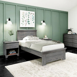 Rustic Twin Bed with Solid Headboard Single Beds Plank+Beam 