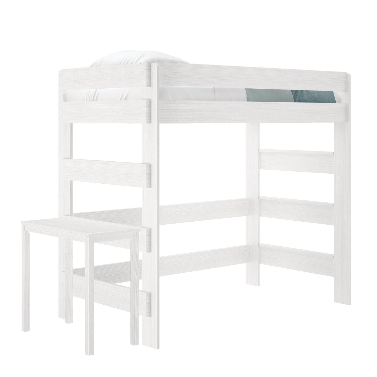 Rustic Twin High Loft Bed + Desk Loft Beds Plank+Beam White Wash 