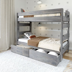 Rustic Twin over Twin Bunk Bed + Underbed Storage Bunk Beds Plank+Beam Driftwood 